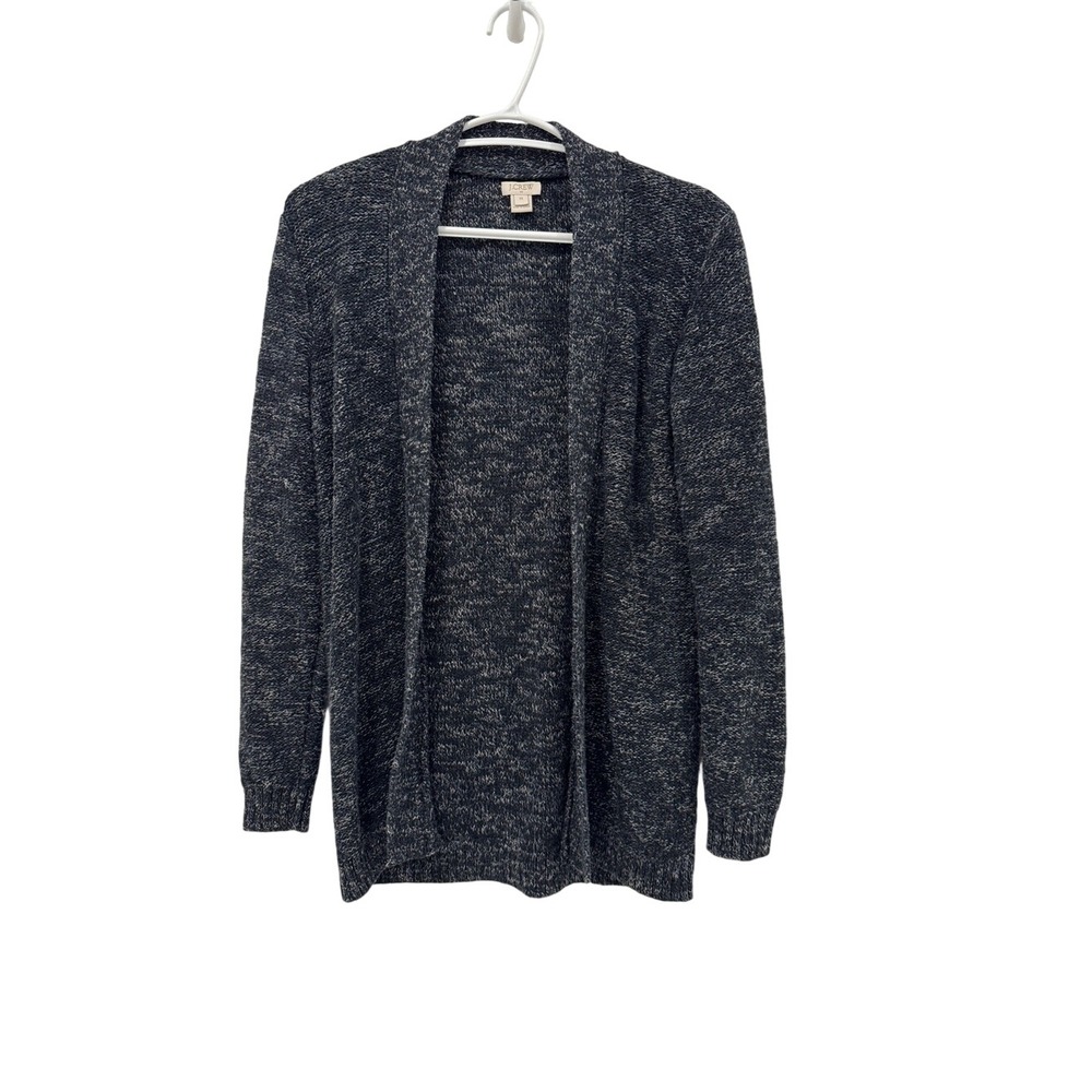 J.Crew Factory XS Gray Marl Open Cardigan Cotton Linen Blend Sweater